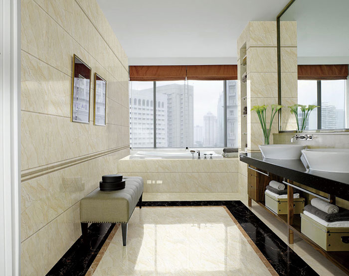 现代装饰中，，瓷砖已然不止是装饰质料了，，选好瓷砖不但可以免去装修后顾之忧，，更能使家居空间设计感油然而生。。卫生间作为家居空间尤为主要的地方，，怎样选择瓷砖是评判卫生间优劣的主要体现。。